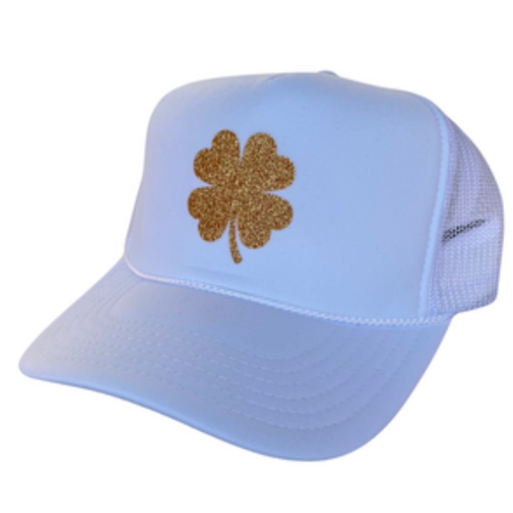 Gold Glitter Clover - BRAND NEW Trucker Hat Snap Back Mesh